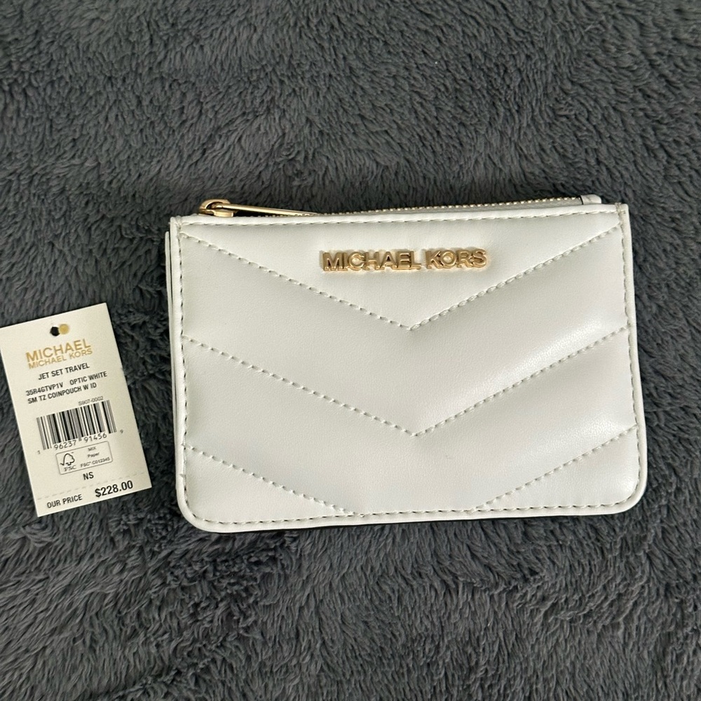Michael Kors Jet Set Travel Coin Pouch - color Optic White - NWT